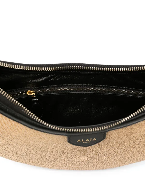 【関税込み】ALAIA ベージュ One Piece Demi Lune バッグ Alaïa One Piece Demi-Lune Raffia Shoulder Bag | Neutrals