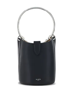ショルダーバッグ・ポシェット ALAIA RING MEDIUM LEATHER BUCKET BAG Ring Medium leather bucket bag in black - Alaia | Mytheresa