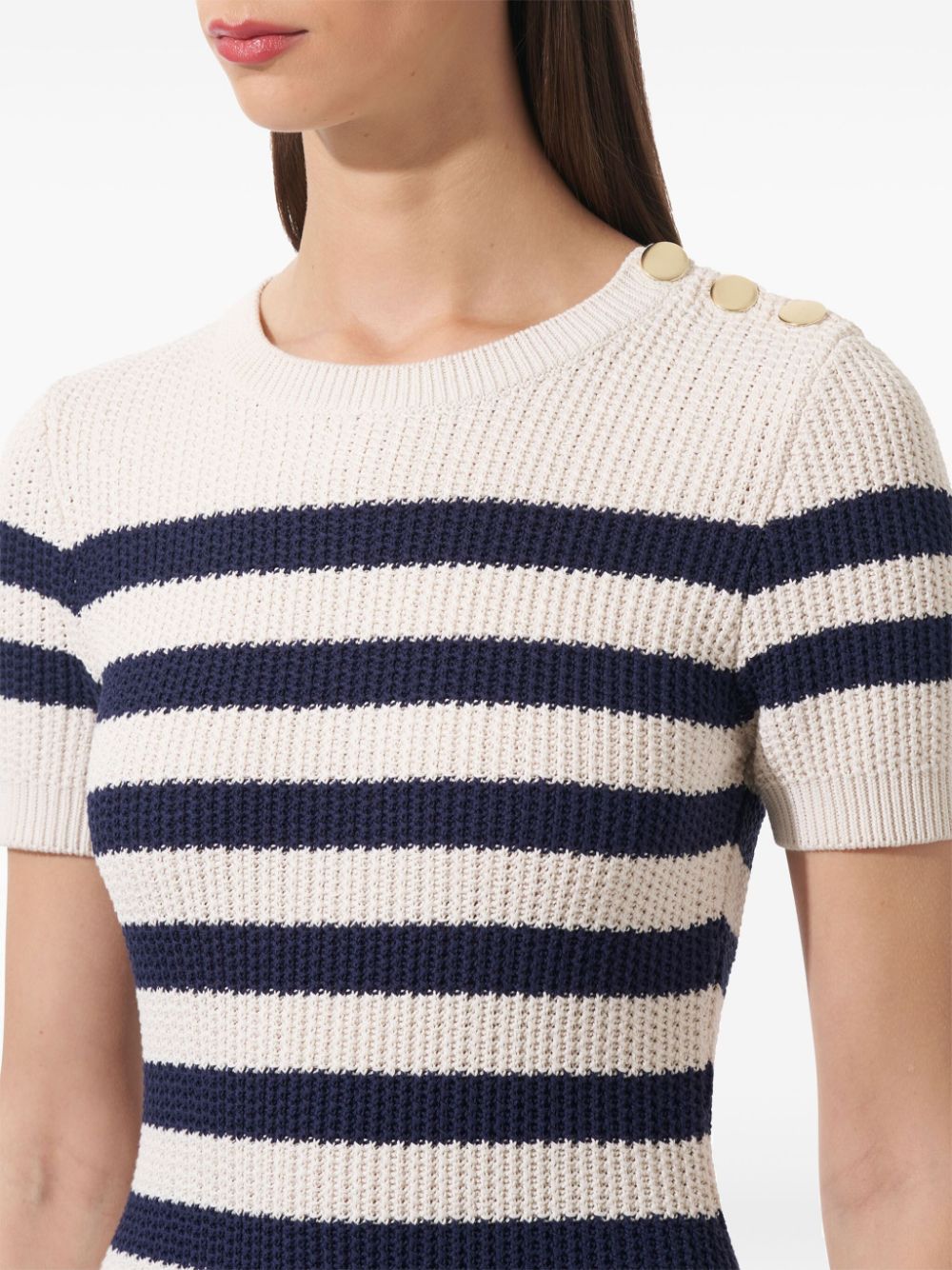 Shop Carolina Herrera Stripe-pattern Knitted Dress In White