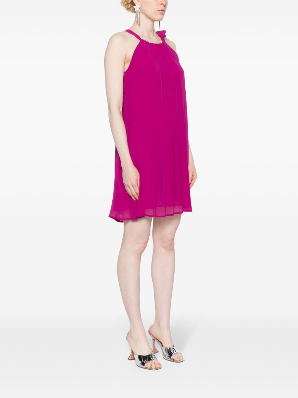 Shop Liu •jo Pleated A-line Minidress In Purple