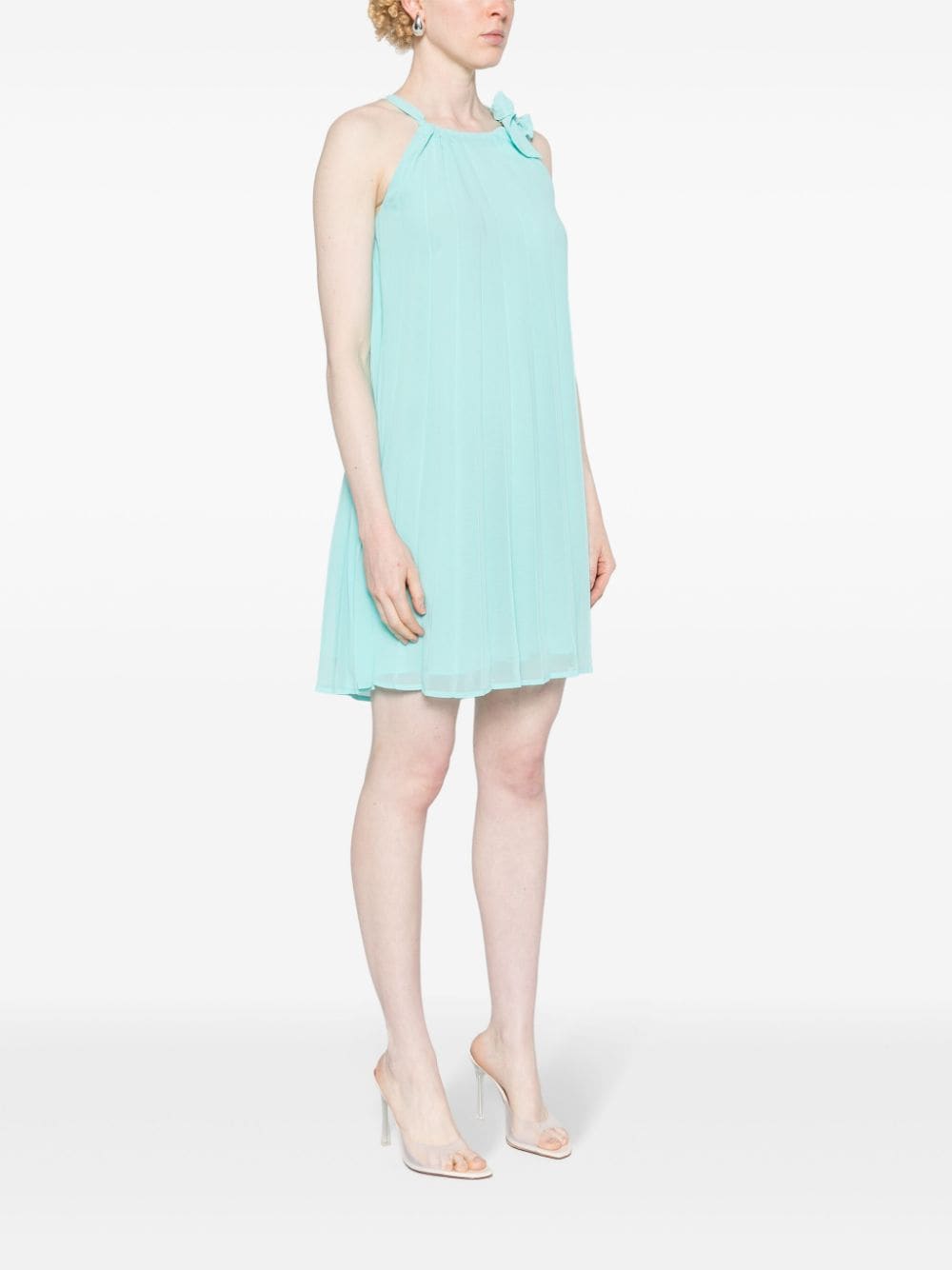 Shop Liu •jo Pleated A-line Minidress In Blue