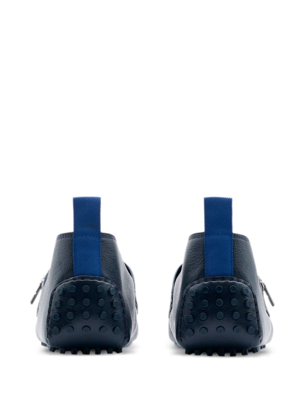 Shop Burberry Motor Leather Loafers In Blue