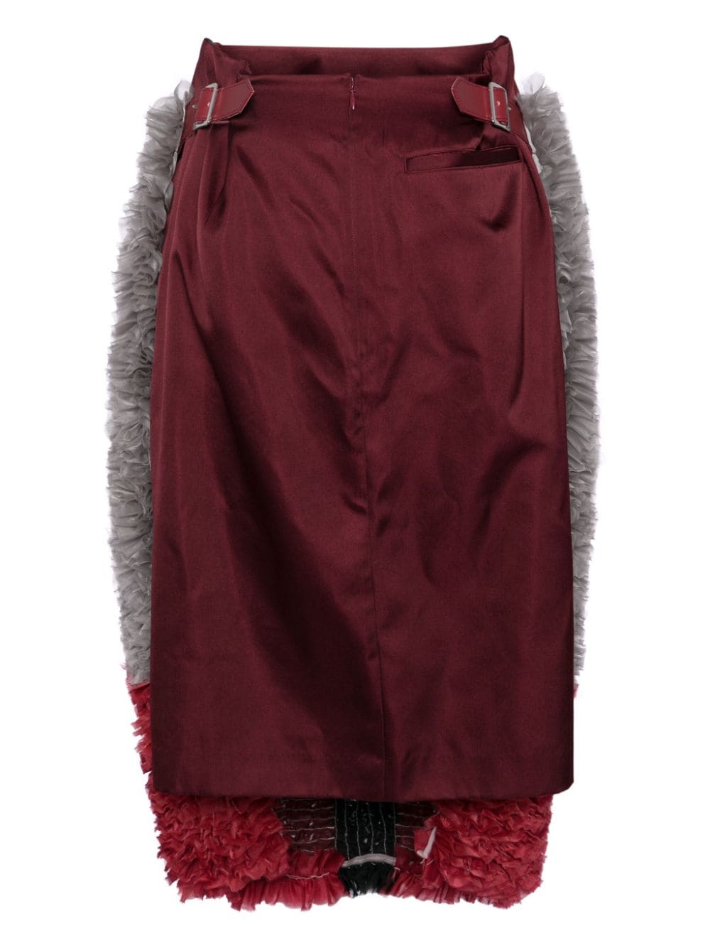 Shop Undercover Ruffled-panel Silk Skirt In Red