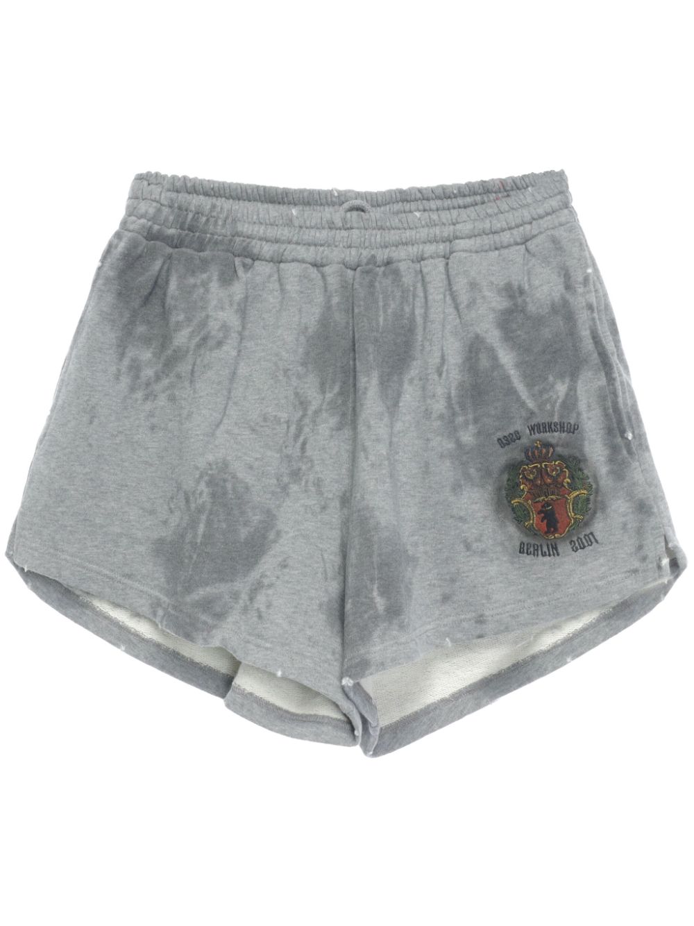 032c Logo-embroidered Cotton Shorts In Gray