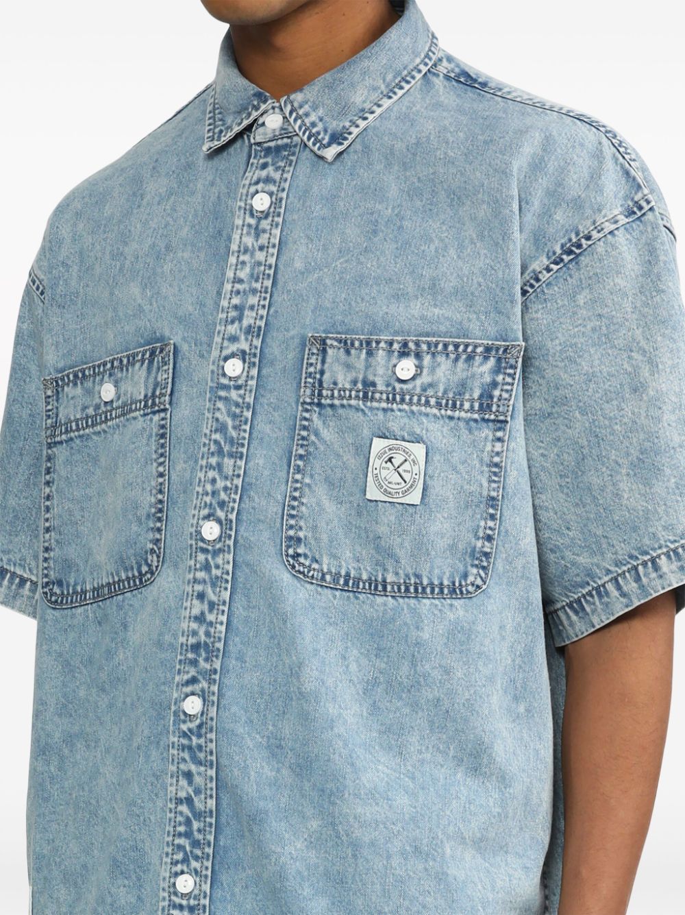 Shop Izzue Washed Denim Shirt In Blue