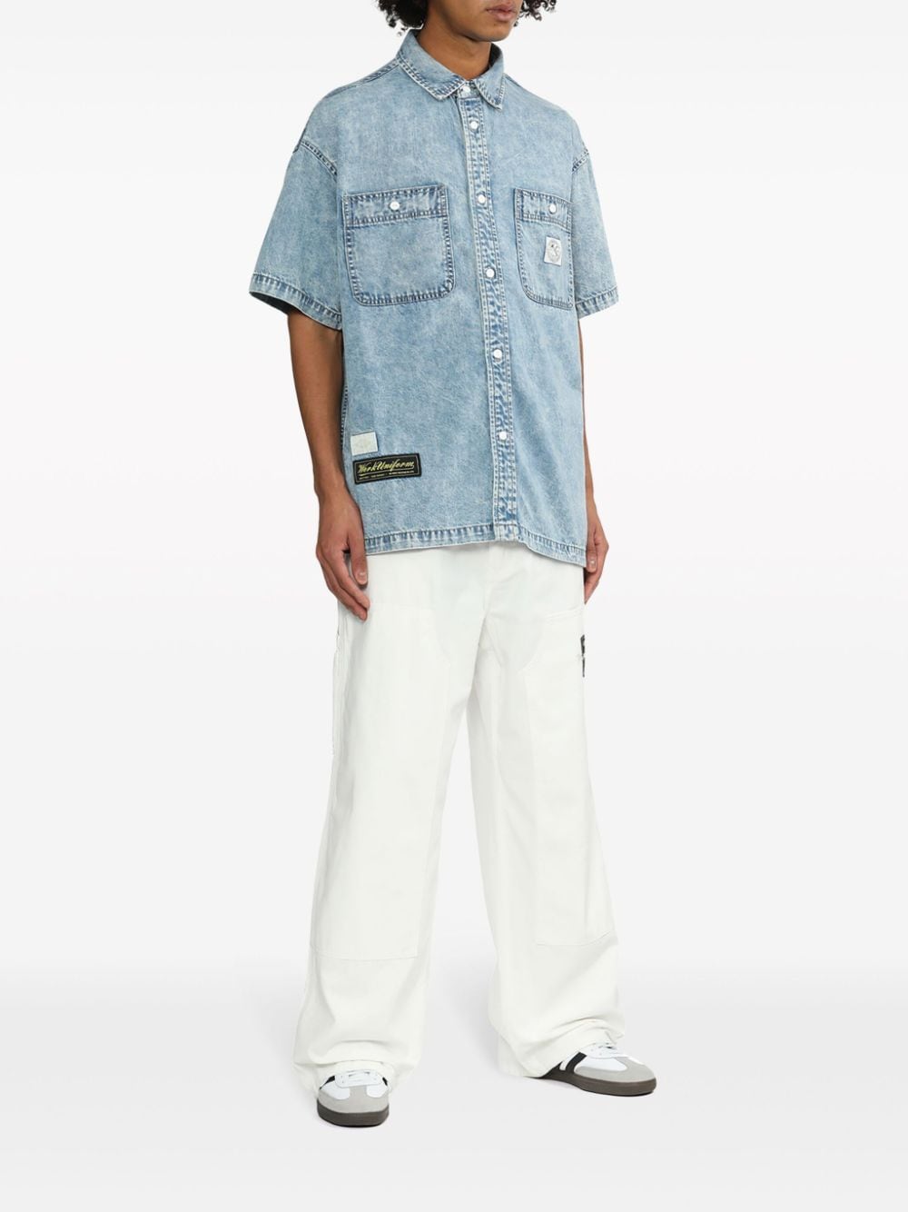 Shop Izzue Washed Denim Shirt In Blue