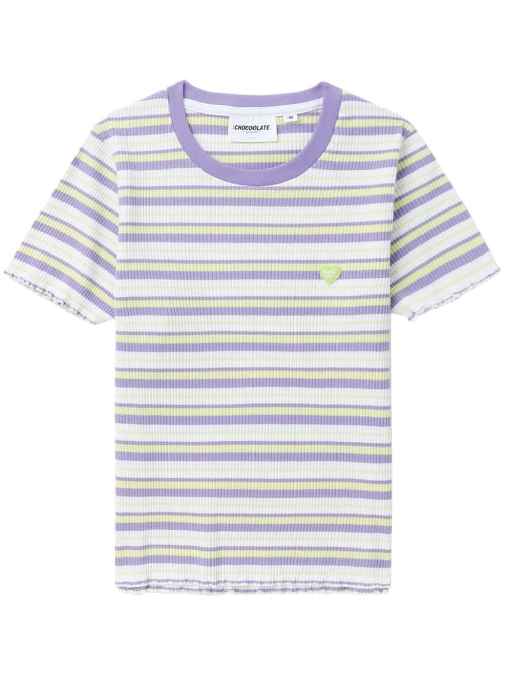 Chocoolate Striped Ribbed-knit T-shirt In Purple