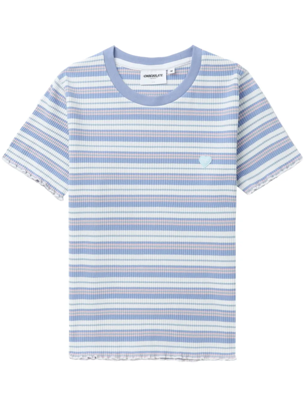 Chocoolate Striped Ribbed-knit T-shirt In Blue