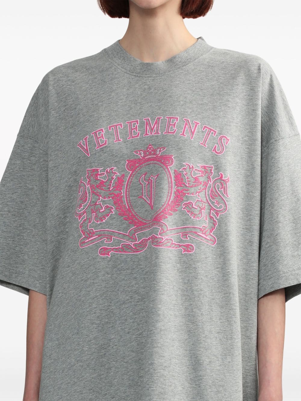 Shop Vetements Logo-appliqué Cotton T-shirt In Grey