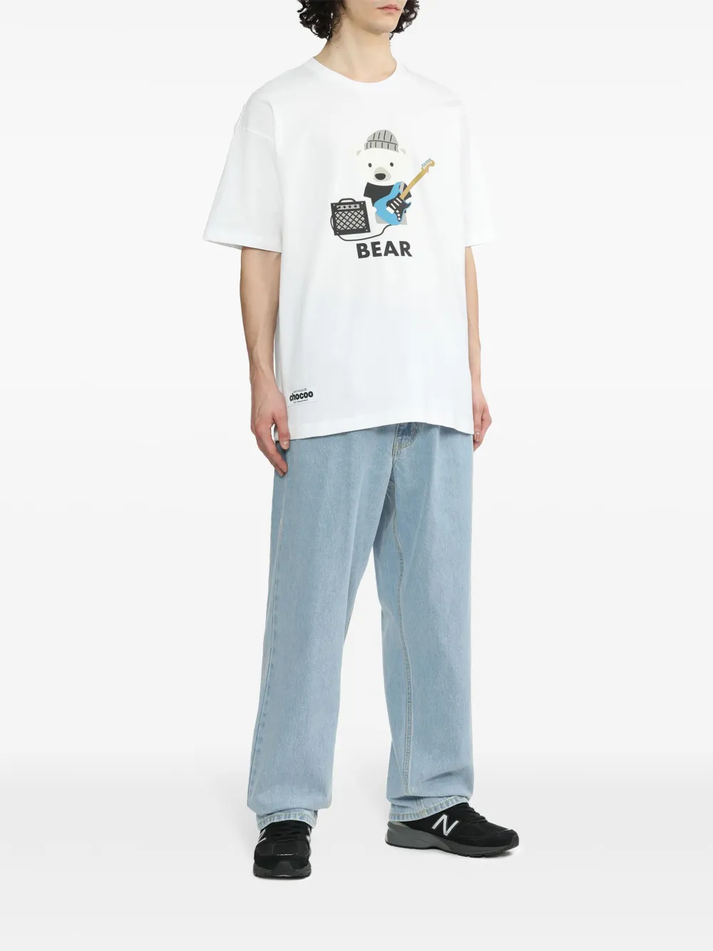 CHOCOOLATE Katoenen T-shirt met beerprint - Wit