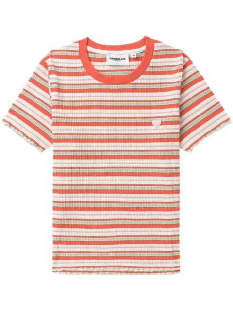 CHOCOOLATE striped ribbed-knit T-shirt