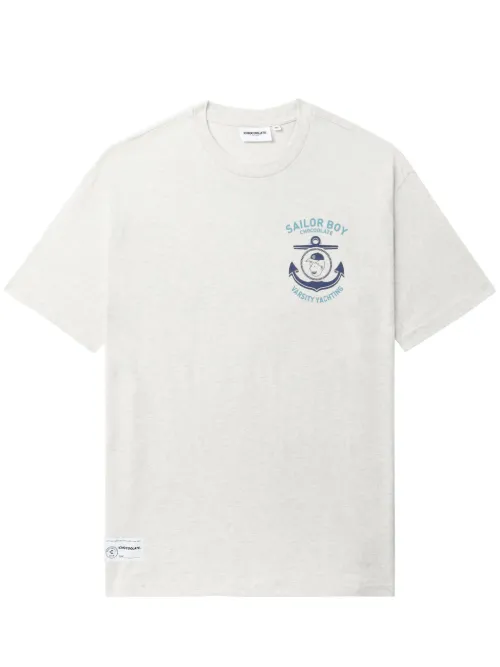 T-shirt en coton mélangé à imprimé ancre - CHOCOOLATE - Modalova