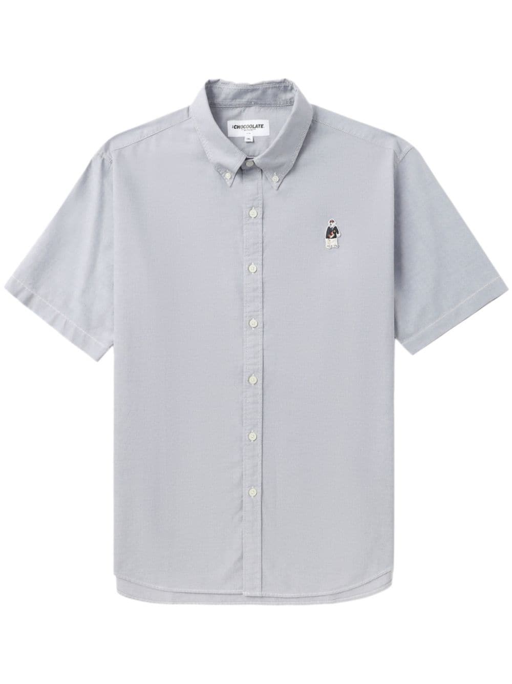 Chocoolate Bear-appliqué Cotton Shirt In Gray