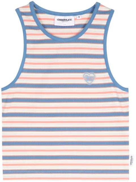CHOCOOLATE heart-patch striped crop top 