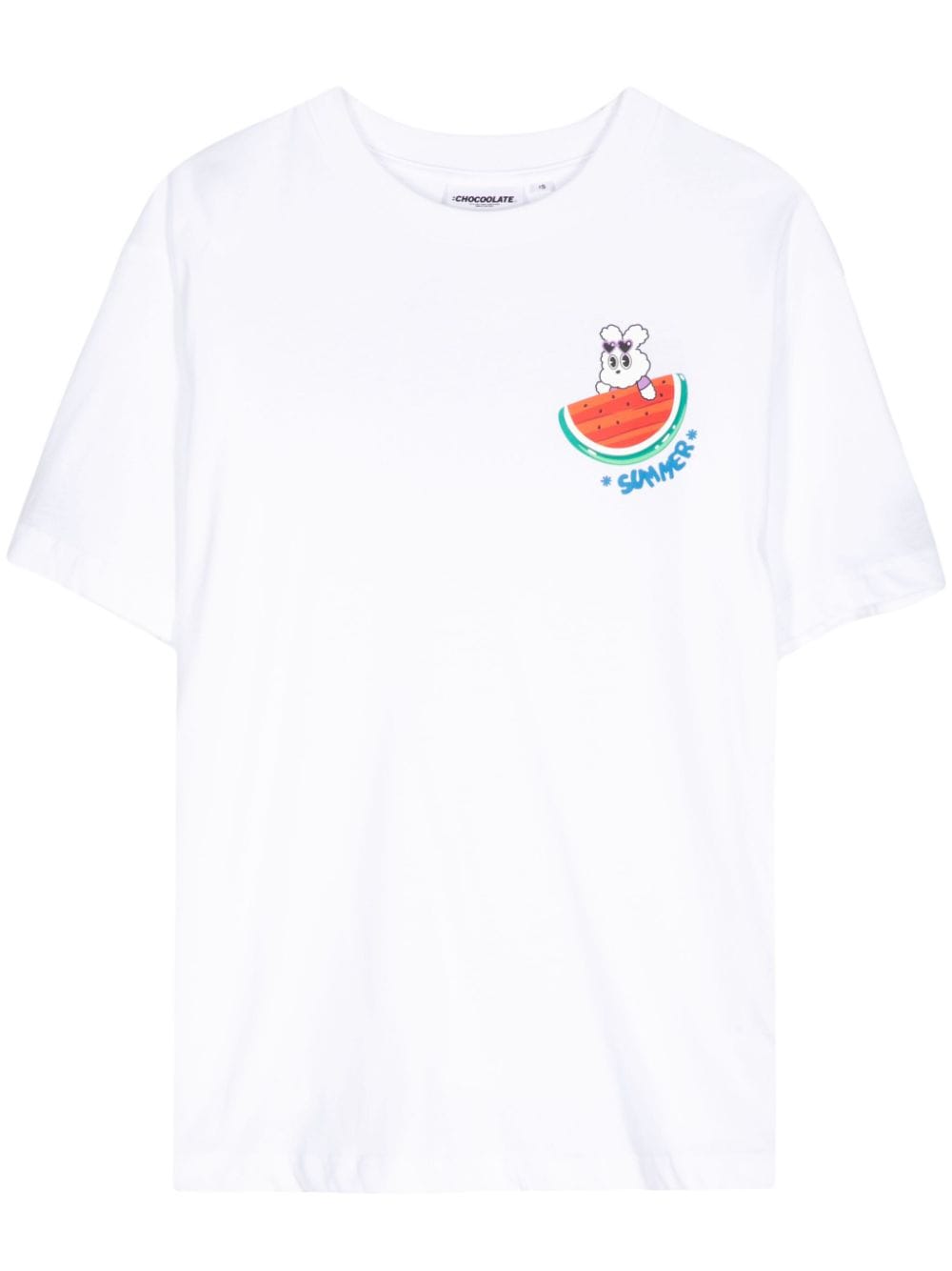 Chocoolate Summer Crew-neck Cotton T-shirt In White