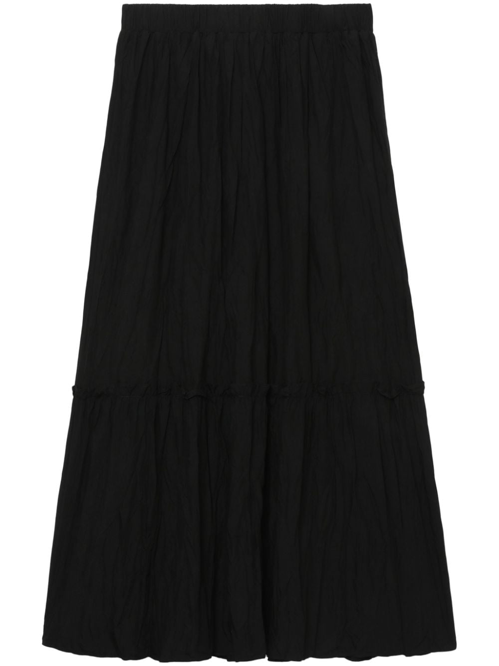 Tout A Coup A-line Tiered Midi Skirt In Black