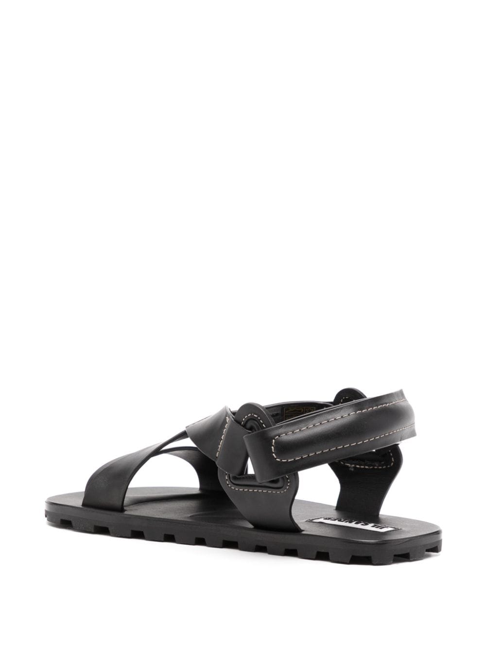 Shop Jil Sander Crossover-strap Flat Leather Sandals In Black