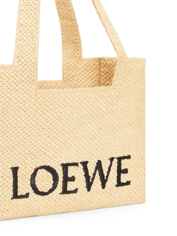 LOEWE Medium LOEWE Font Tote In Raffia | Neutrals | FARFETCH AE