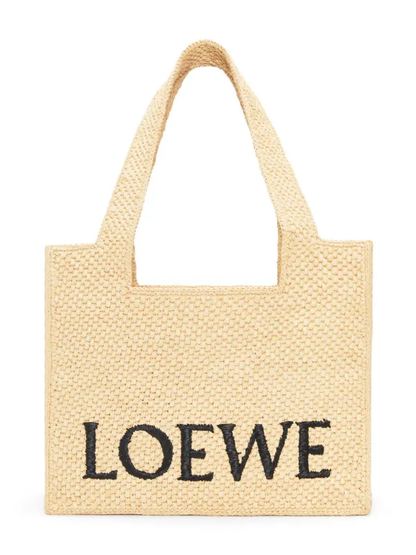 トートバッグ LOEWE MEDIUM LOEWE FONT TOTE Medium LOEWE Font tote in raffia Blue - LOEWE