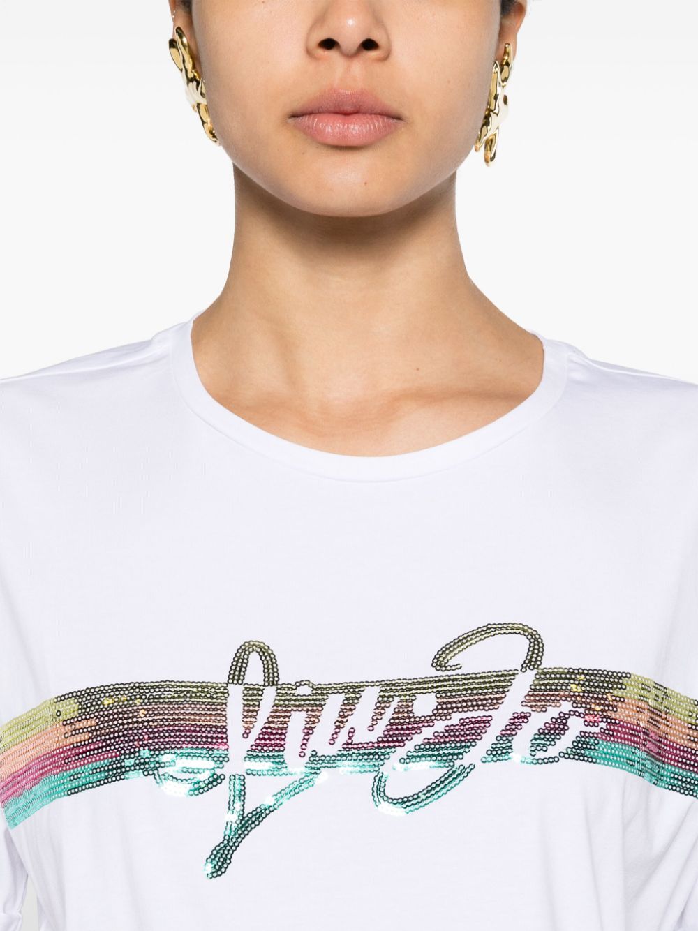 LIU JO T-shirt met pailletten logo Wit