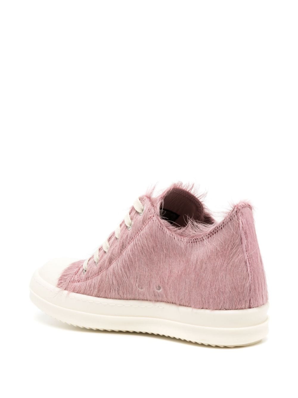 Shop Rick Owens Faux-fur Lace-up Sneakers In Rosa