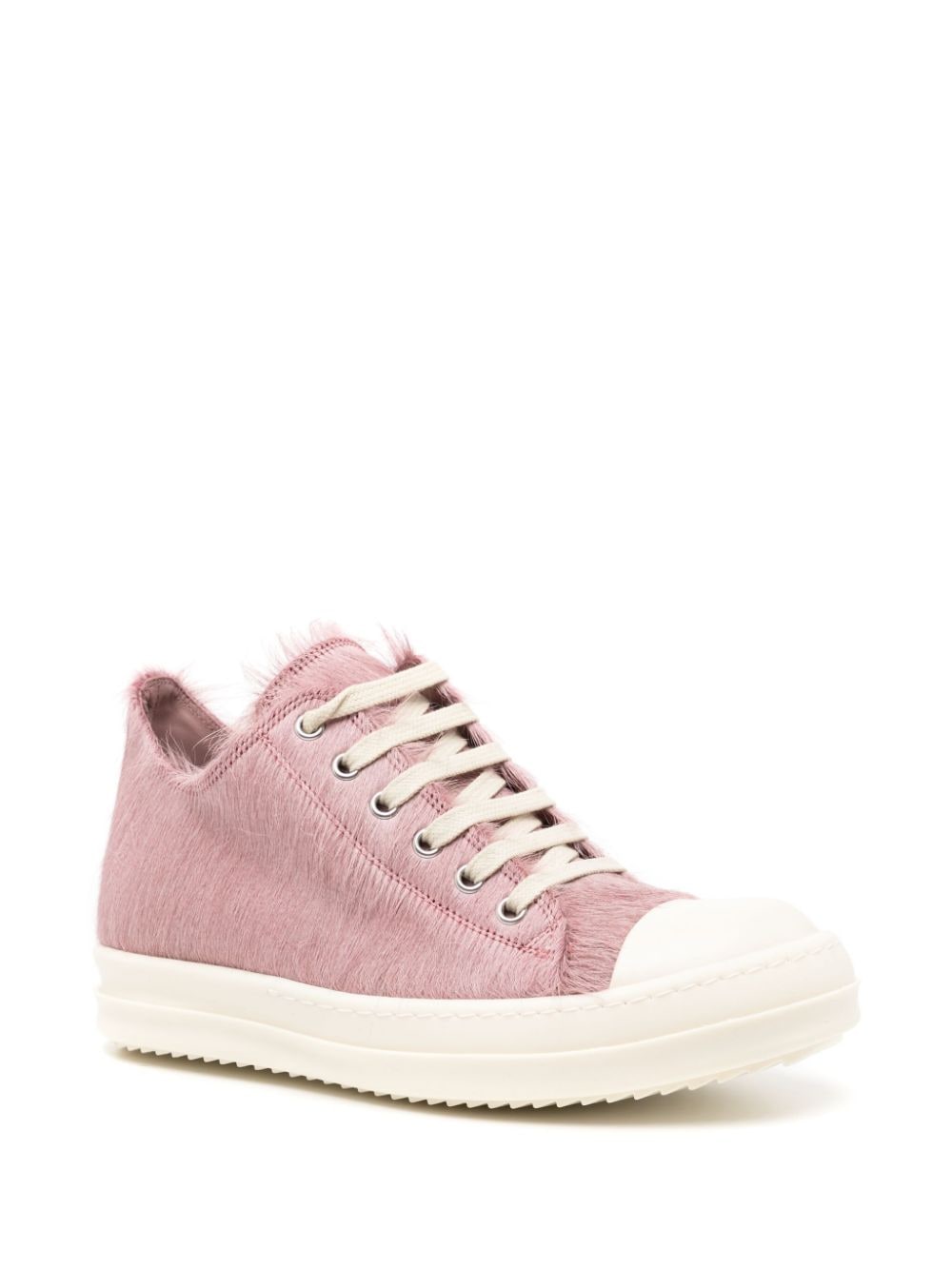 Shop Rick Owens Faux-fur Lace-up Sneakers In Rosa