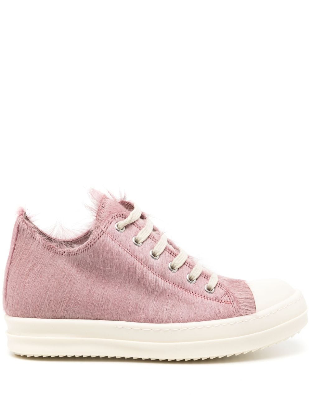 Rick Owens Faux-fur Lace-up Trainers In Rosa