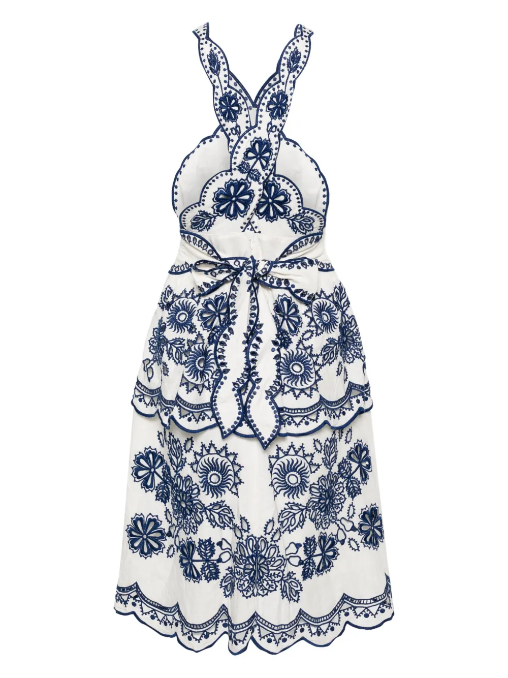 FARM Rio Broderie anglaise mouwloze mini-jurk - Wit