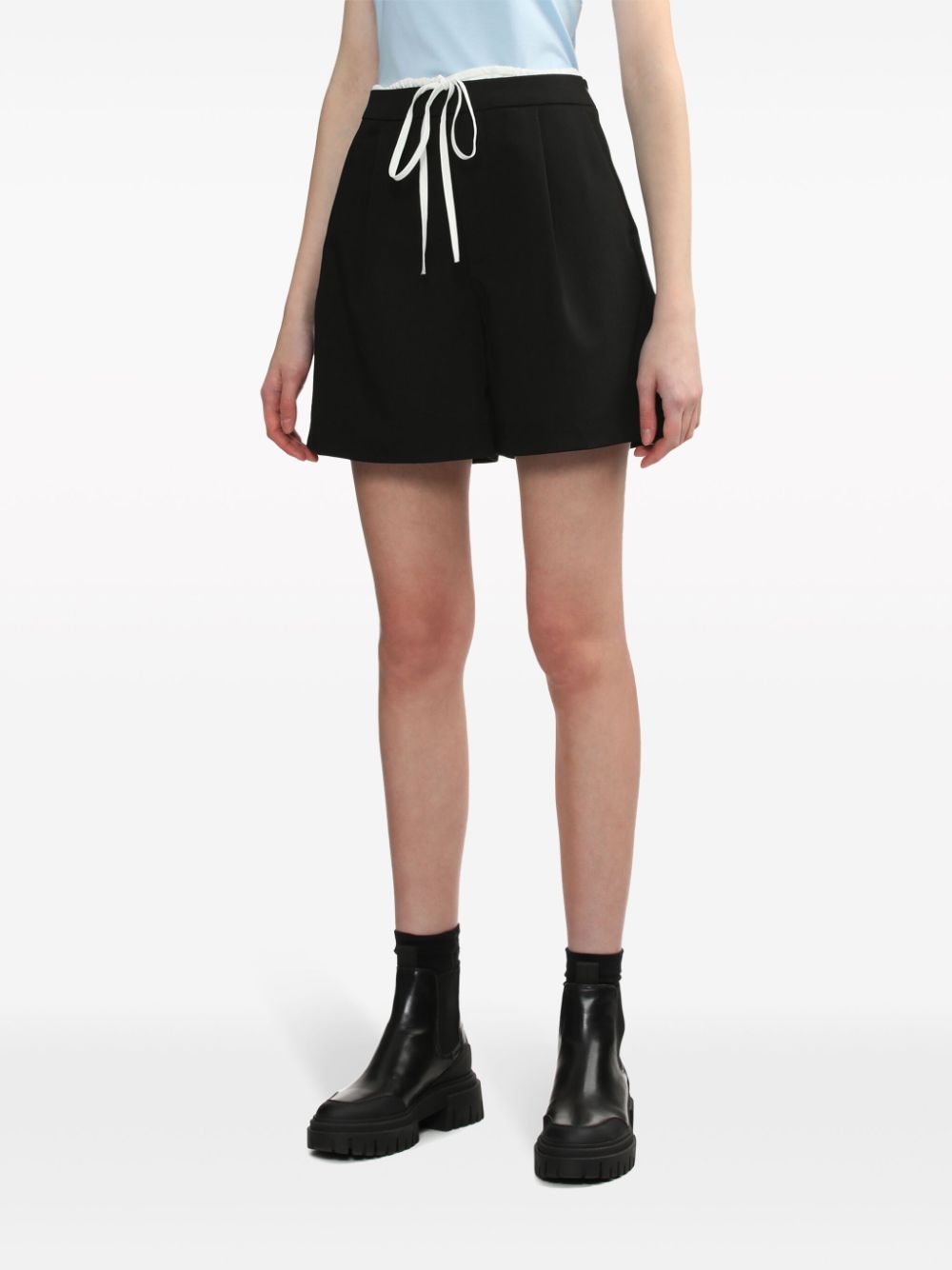 Shop Tout A Coup Drawstring Pleated Shorts In Black