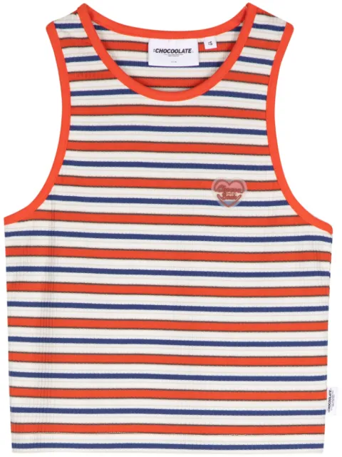 CHOCOOLATE heart-patch striped crop top 