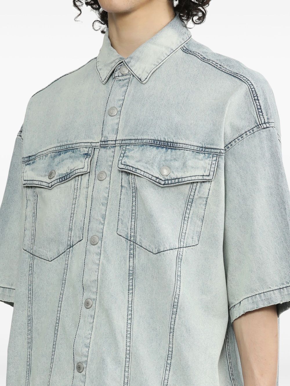 Shop Izzue Washed Denim Shirt In Blue