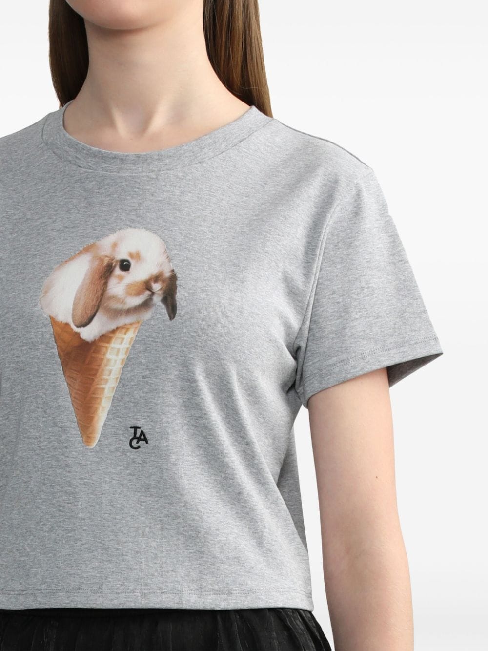 Shop Tout A Coup Rabbit-print Crew-neck T-shirt In Grey