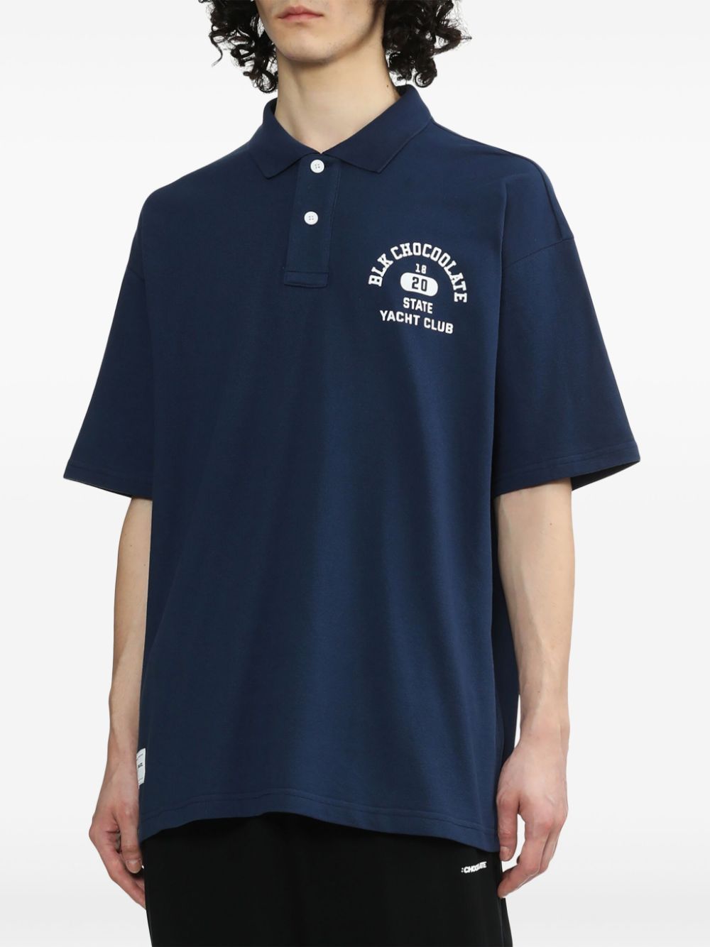 CHOCOOLATE Poloshirt met logoprint Blauw