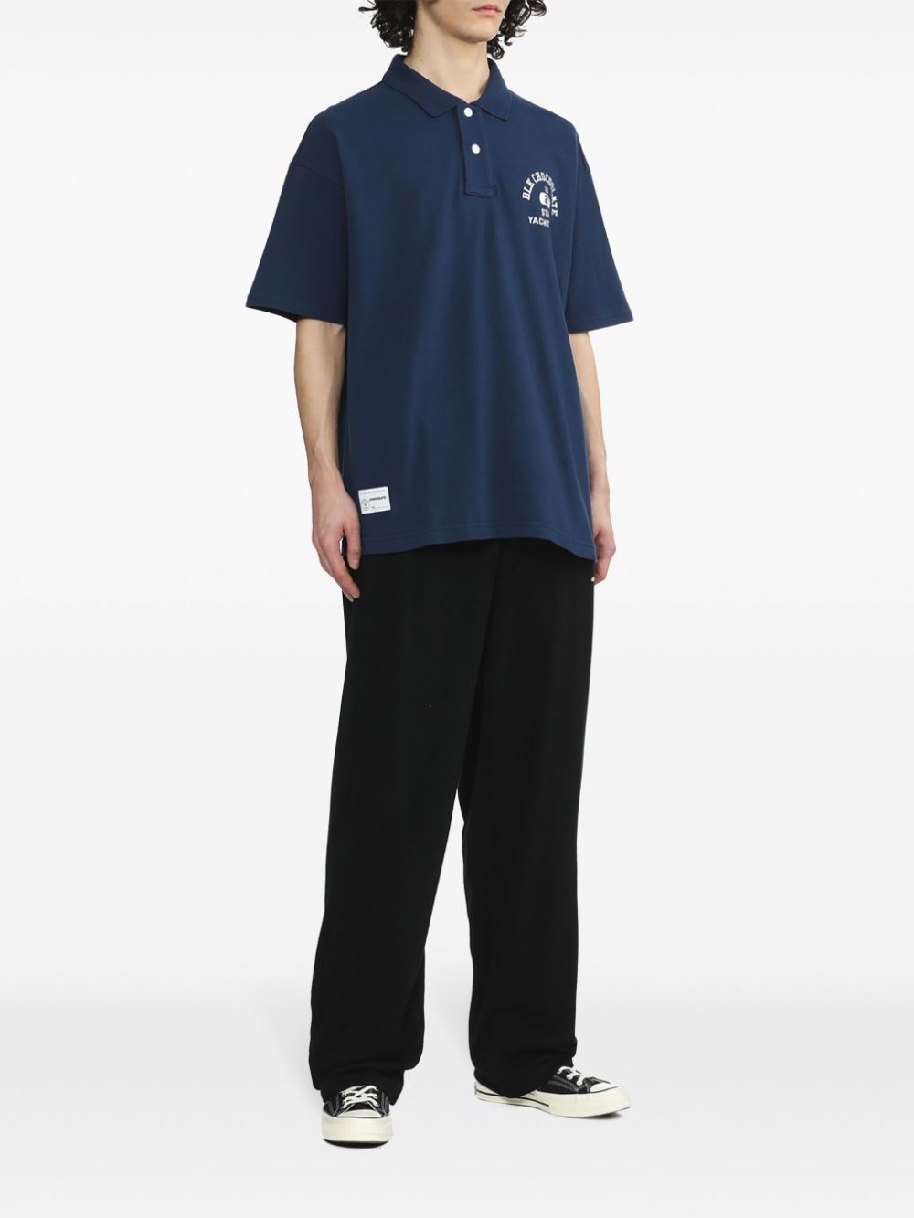 Shop Chocoolate Logo-print Cotton Polo Shirt In Blue