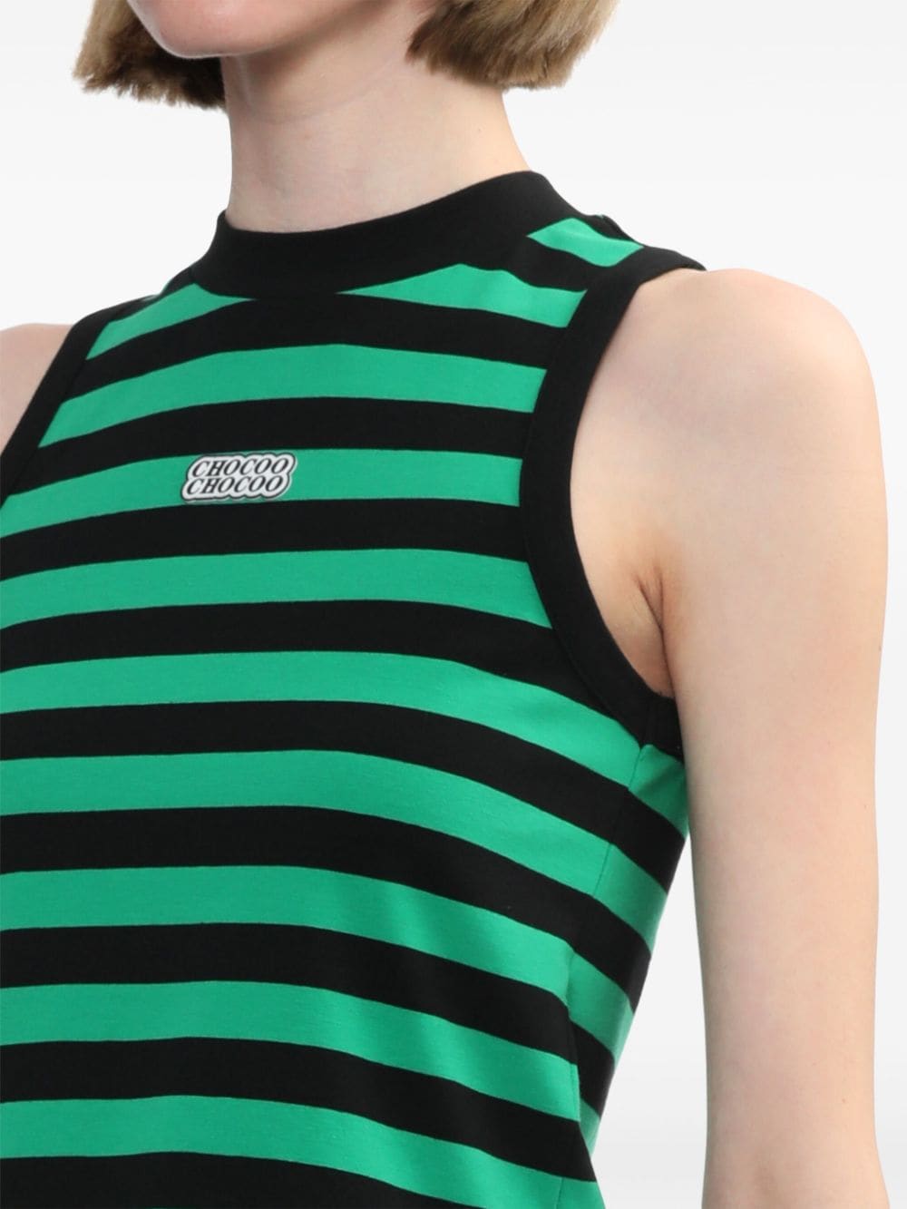 Shop Chocoolate Striped Logo-print Vest In Green