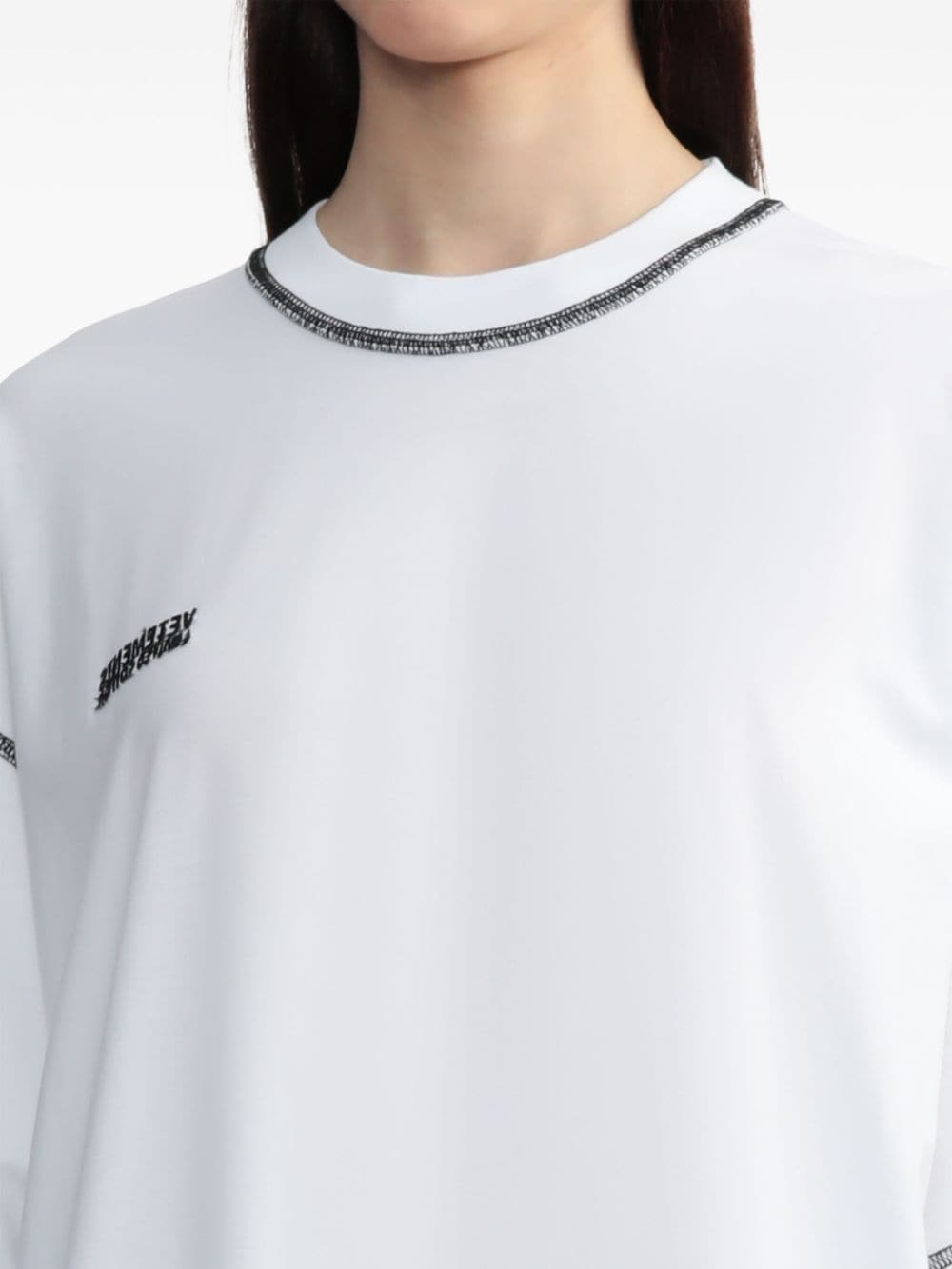 Shop Vetements Contrast-stitching Cotton T-shirt In White