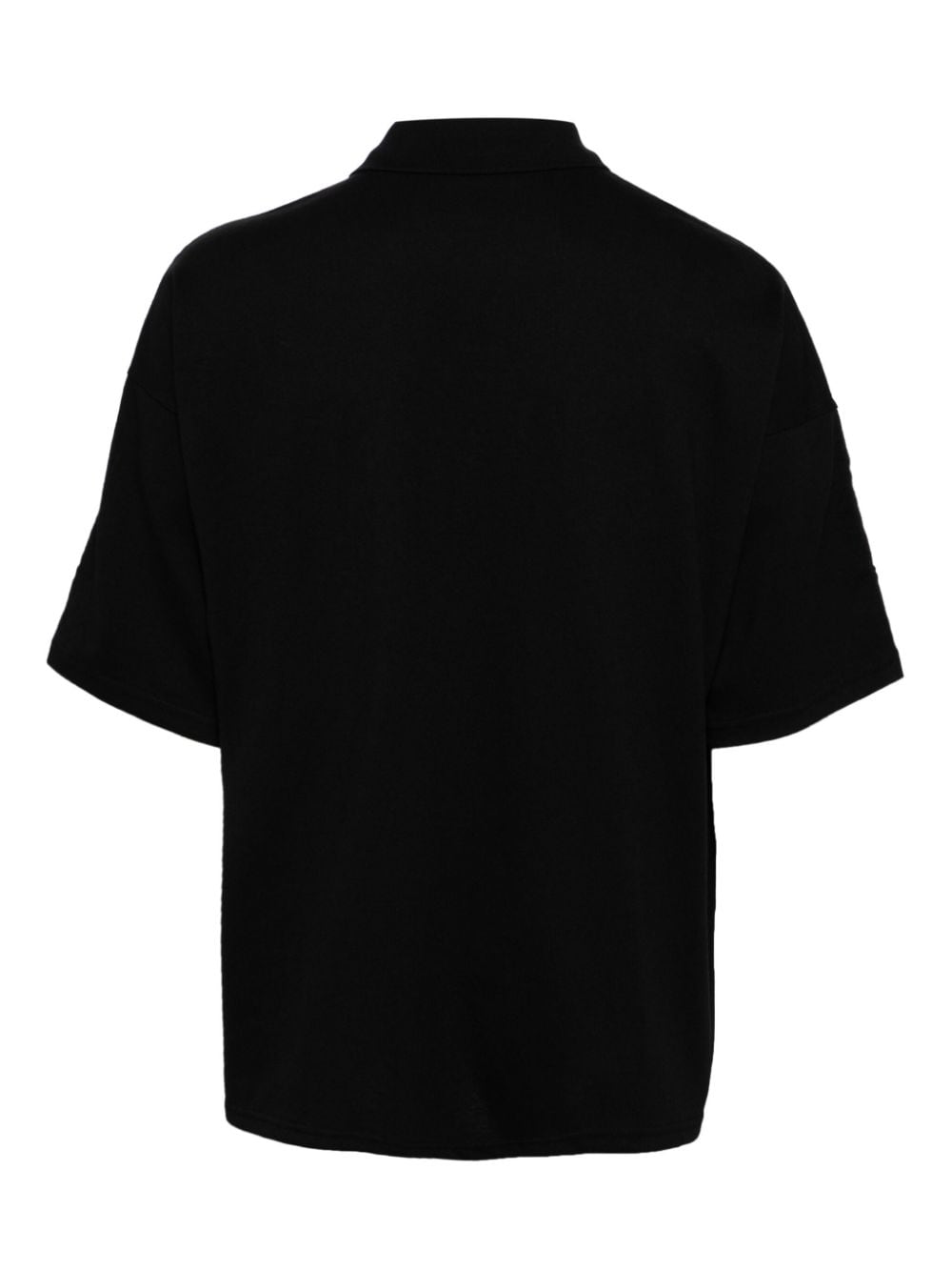 Shop Five Cm Text-print Cotton Polo Shirt In 黑色