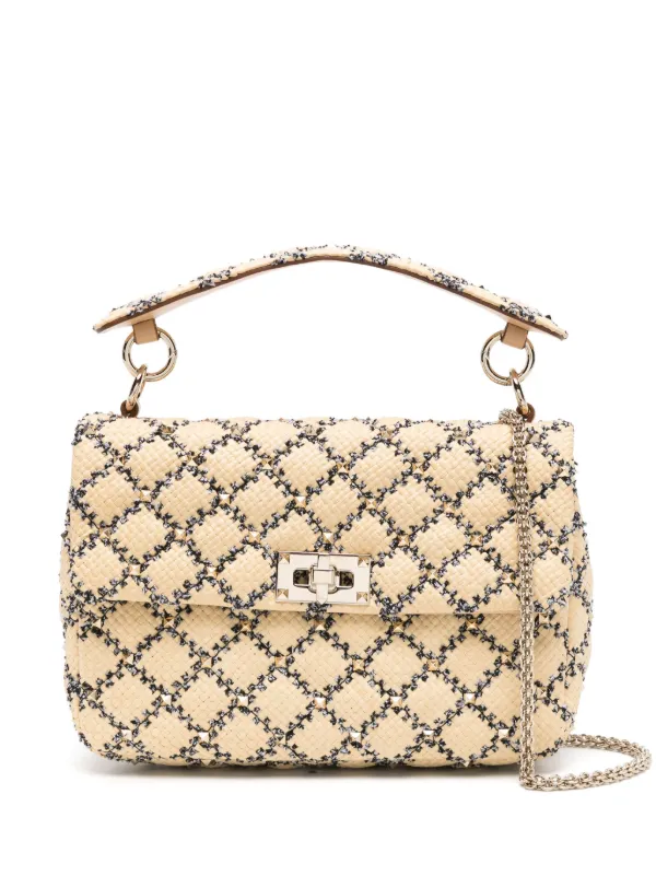 Valentino Garavani Rockstud Woven Tote Bag Neutrals FARFETCH IN