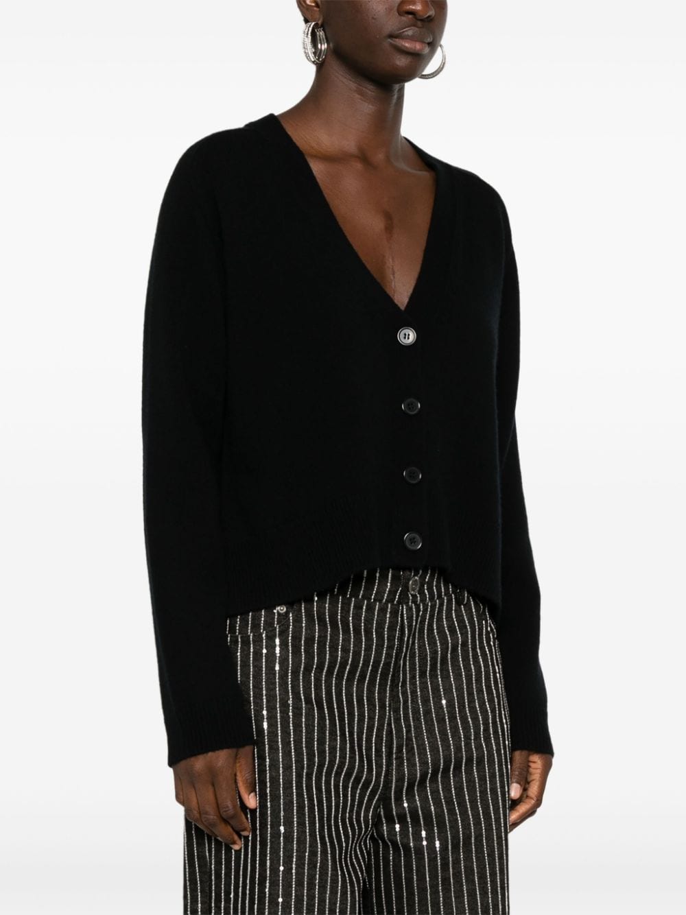 Shop P.a.r.o.s.h Knitted Cardigan In Black