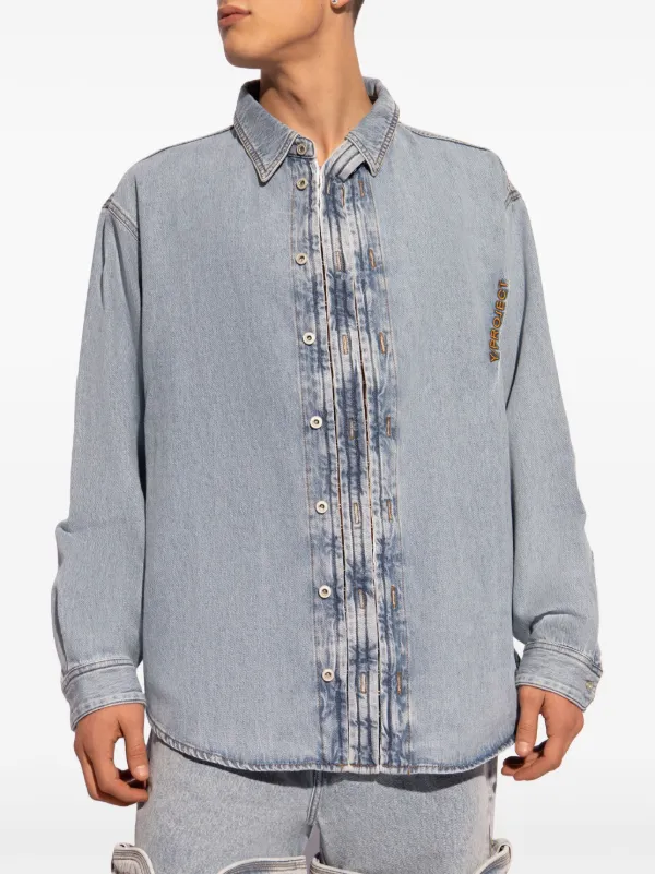 Y/Project logo-embroidered Denim Shirt | Blue | FARFETCH Y/Project logo-embroidered Denim Shirt | Blue | FARFETCH