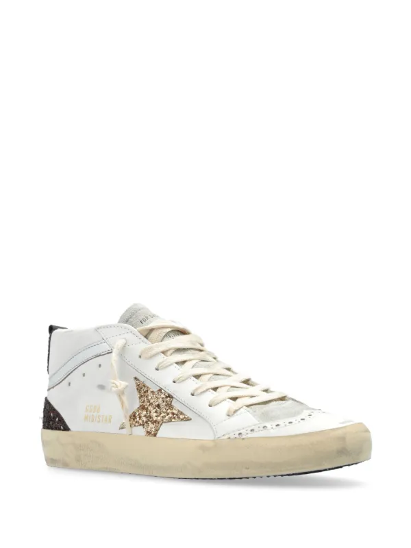 Golden Goose Mid Star glitter-detail Sneakers | White | FARFETCH