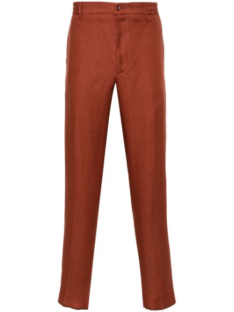 Tagliatore pressed-crease linen tapered trousers Men