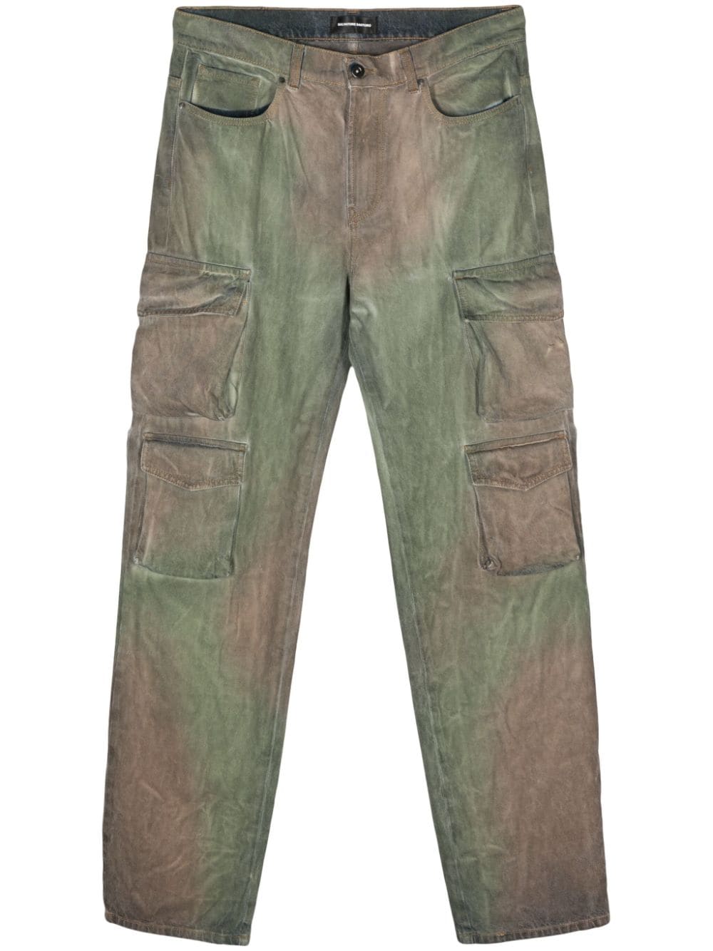Salvatore Santoro Logo-patch Denim Cargo Trousers In Green