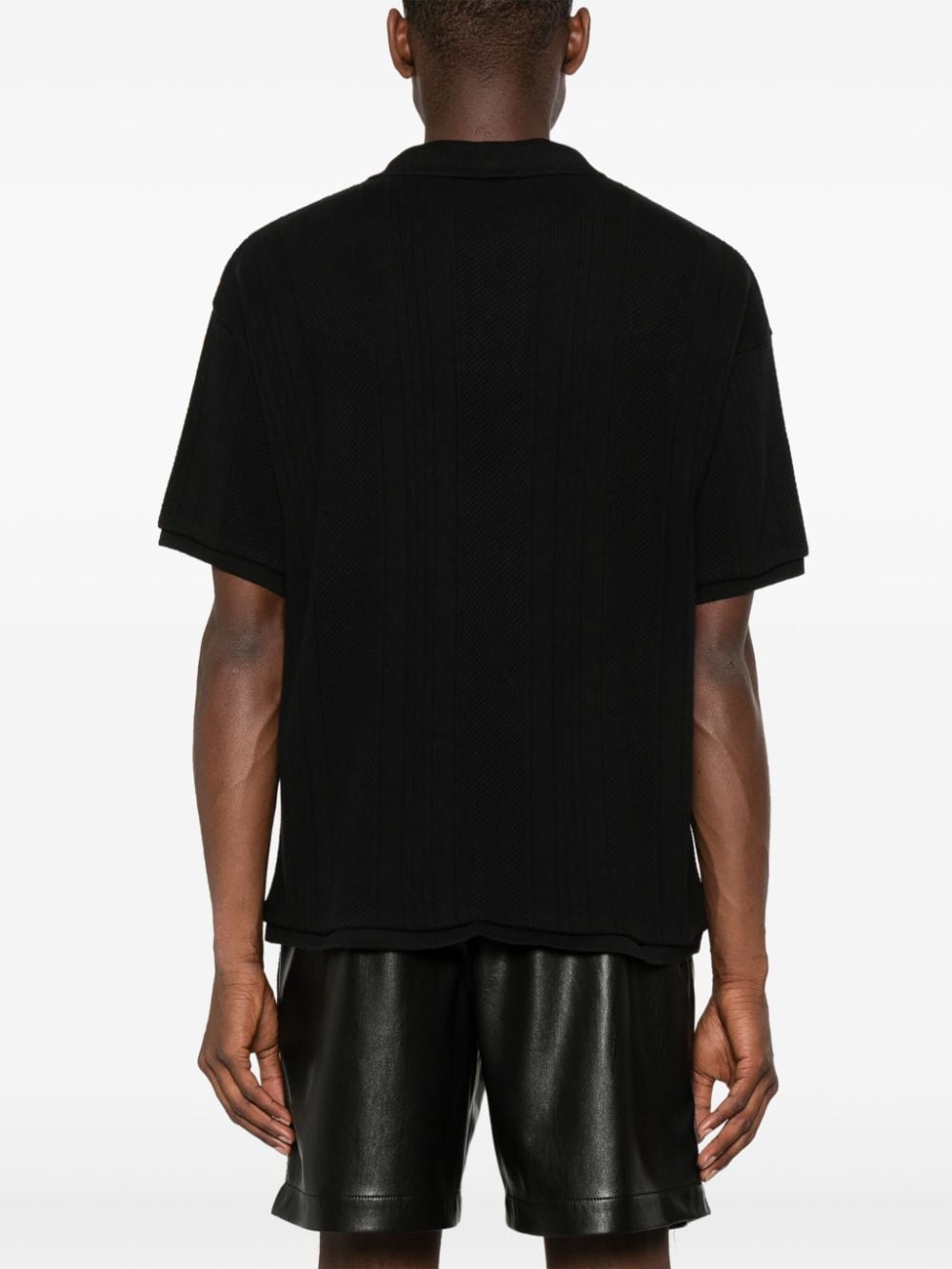 Shop Represent Pointelle-knit Polo Shirt In Black