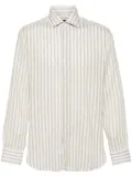 Barba spread-collar striped shirt - White