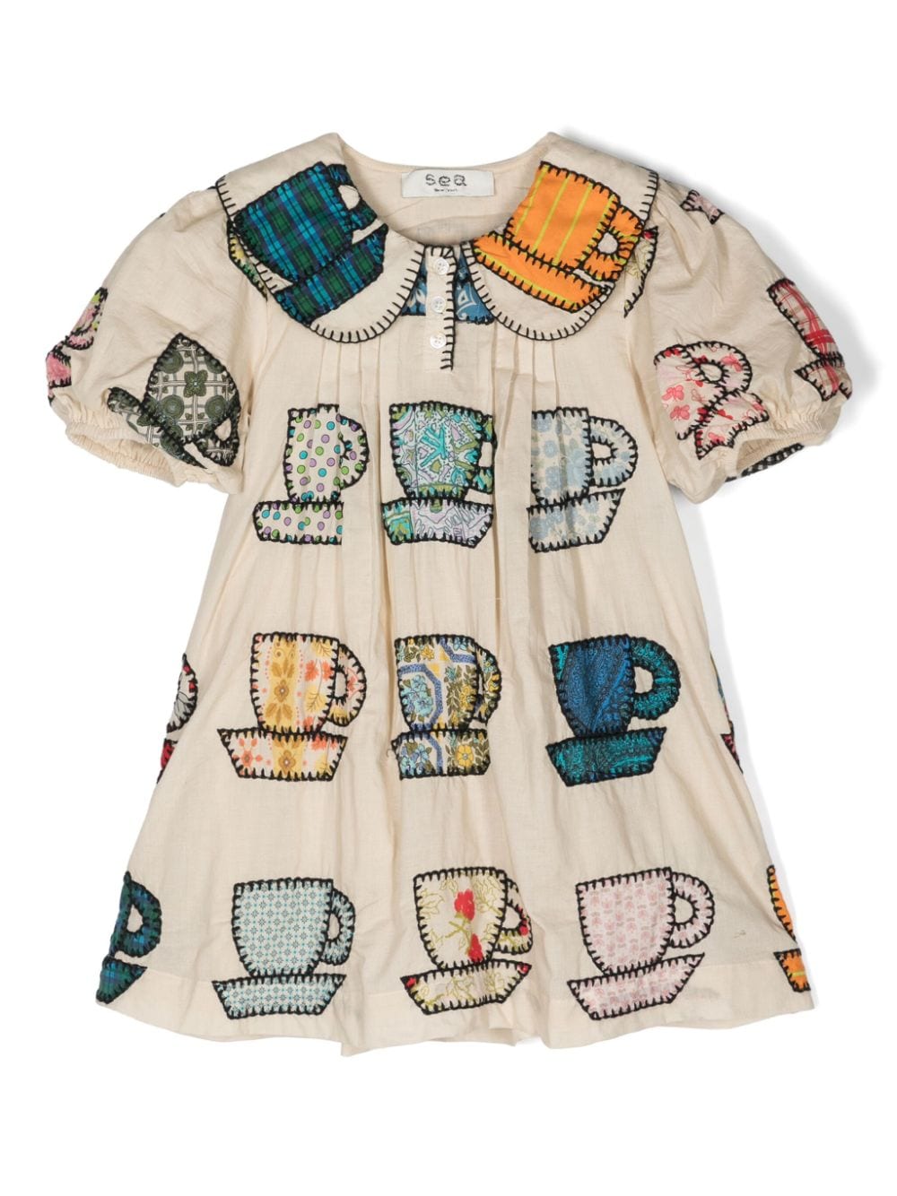 Sea Kids' Karmen Tea Cup-patches Dress In Neutral
