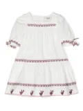 Sea embroidered flared dress - White