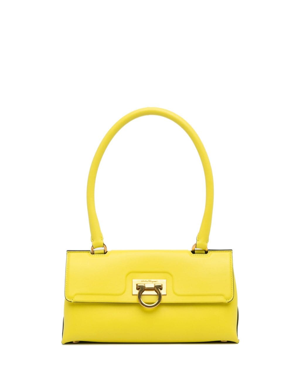 Pre-owned Ferragamo 2021   Trifolio Long Top Handle Handbag In Yellow