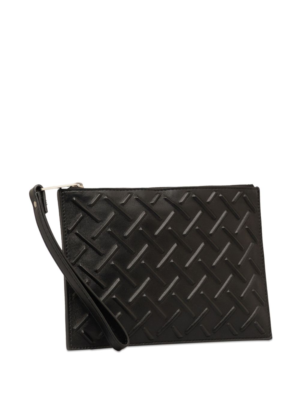 Pre-owned Bottega Veneta 2012-2023 Embossed Leather Clutch Bag In 黑色