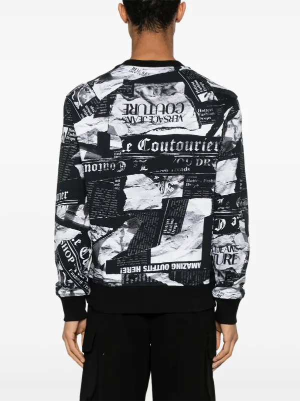 【VERSACE】Across logo print sweatshirt / 1001377 1A01015 Versace Jeans Couture Logo Print Sweatshirt In Black | ModeSens